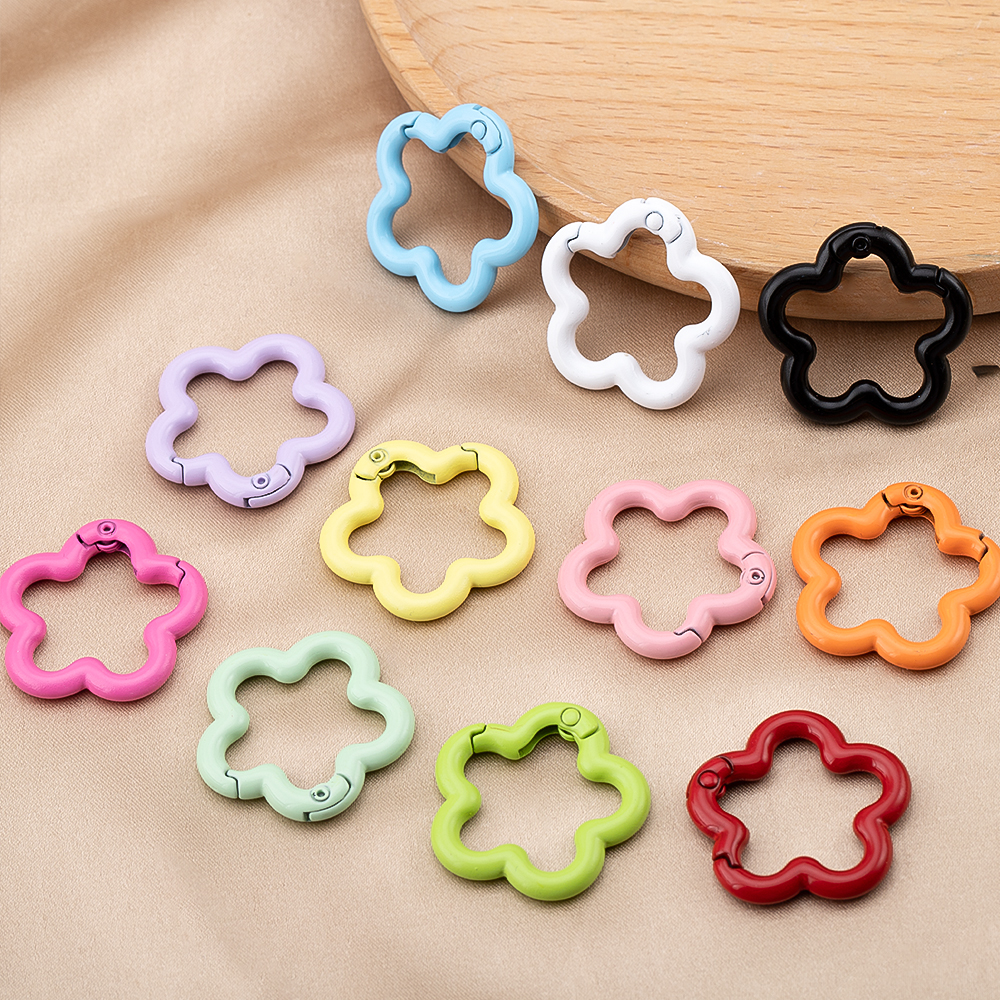 Jewelry Making A Ring - 5/10pcs Colorful Flower-shaped Alloy Carabiner Rings