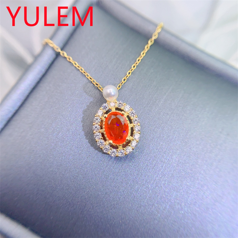 Jewelry Making Birthday Party - Elegant Natural Orange Opal Pendant 925