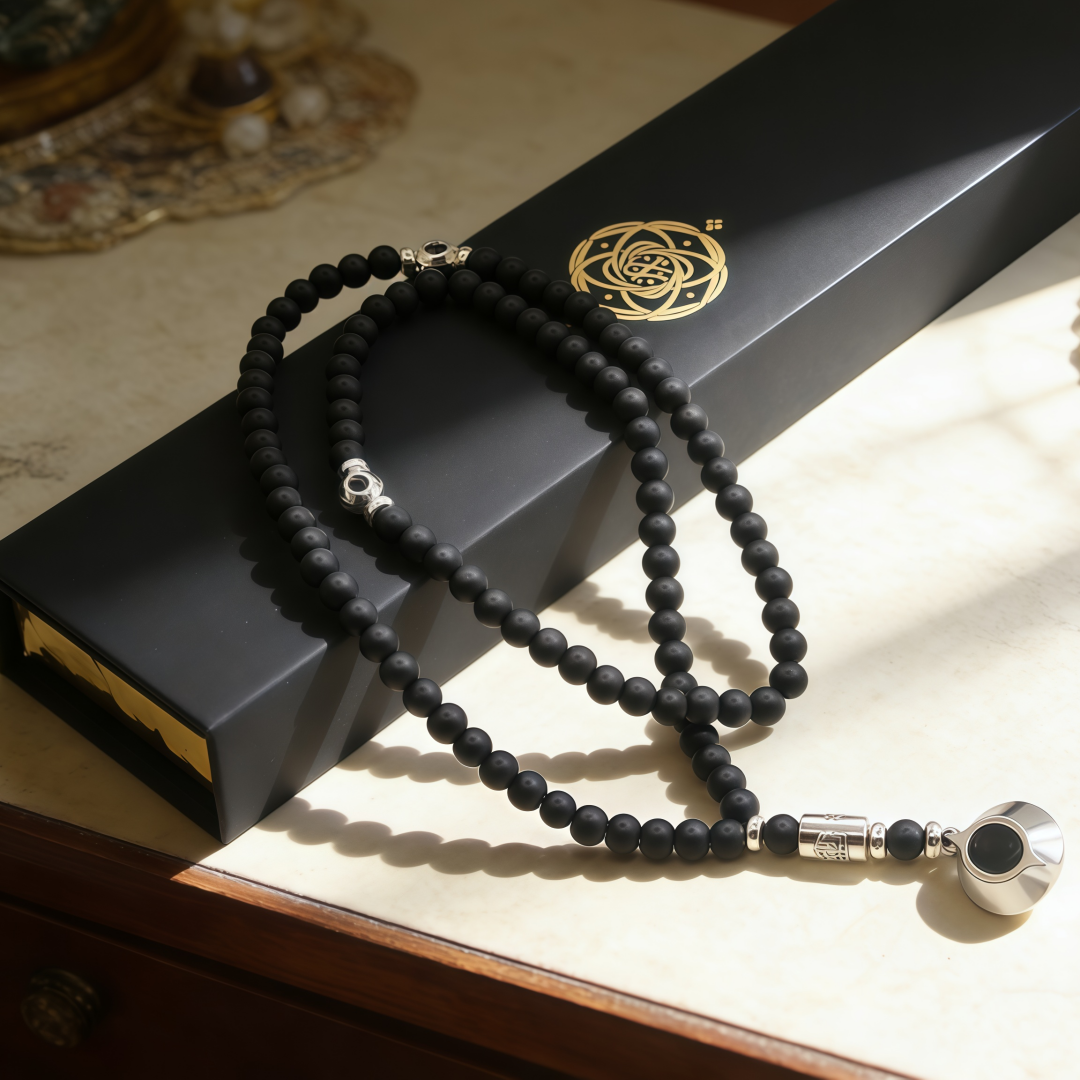 Bead Organizer Tray - New Black Gallstone Muslim Prayer Beads