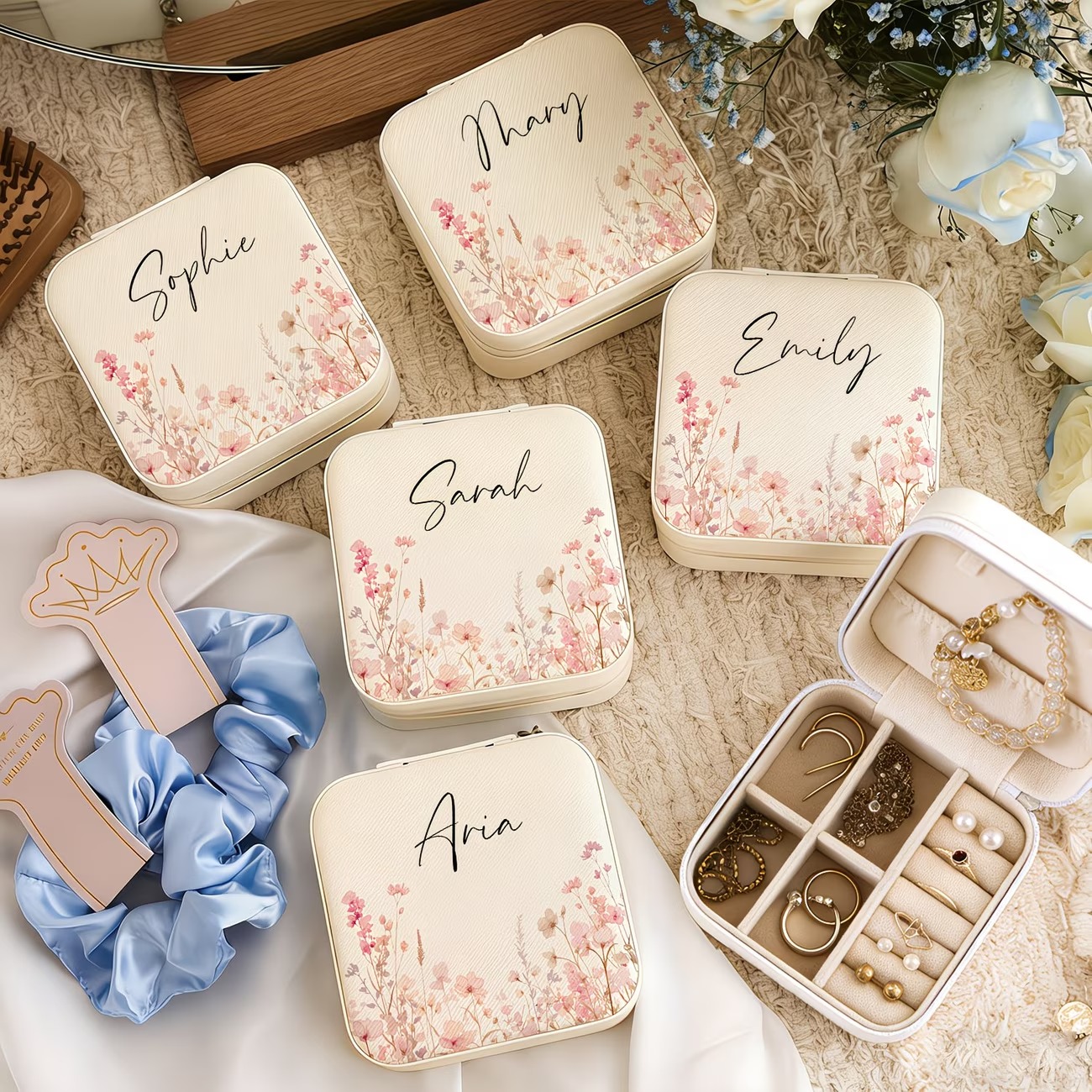 Jewelry Making Birthday Party - Custom Beige Jewelry Box Featuring a