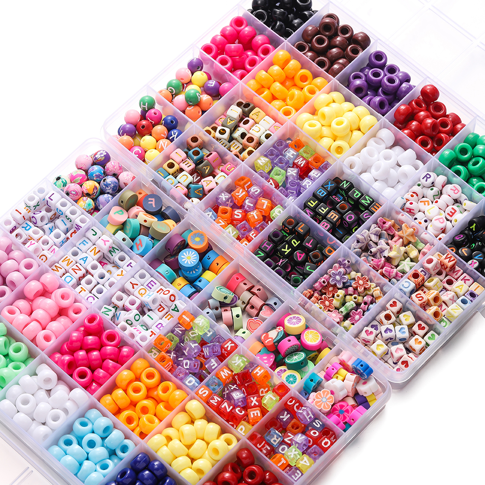 Bead Organizer Tray - 680pcs/Box Colorful Acrylic Pony Bead Square