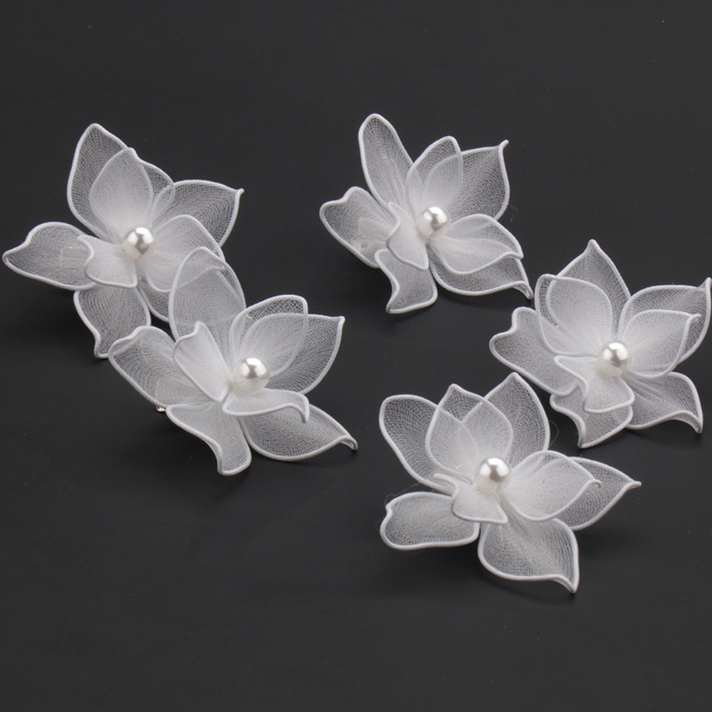 Jewelry Making For Kids - Elegant White Silk Flower Hairpin Side