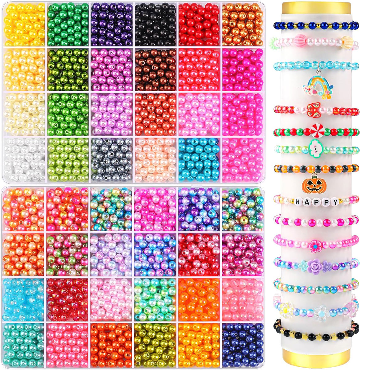 Bead Organizer Tray - 2400PCS 48 Compartments Pearl Jewelry 48