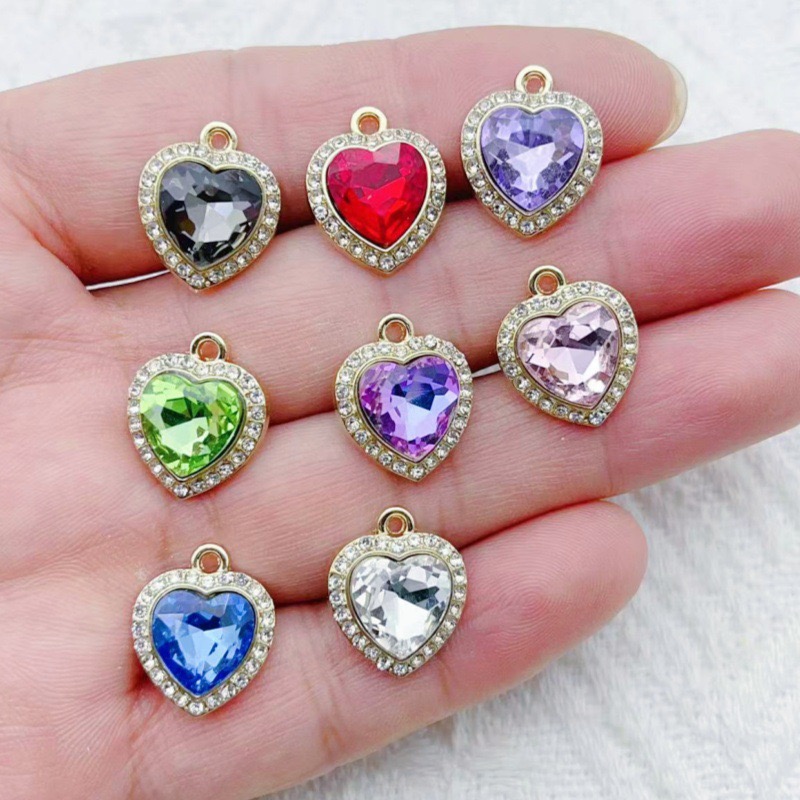 10pcs heart-shaped inlaid colo - Jewelry Making Birthday Party avis et prix