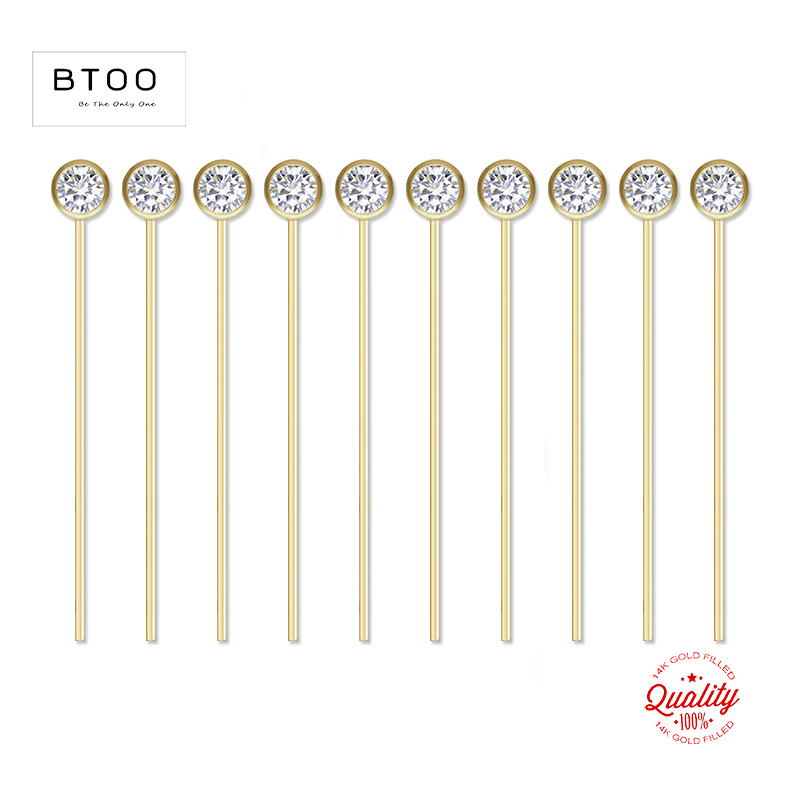 14K Gold Filled Zircon Head Pi - Jewelry Making Head Pins avis et prix