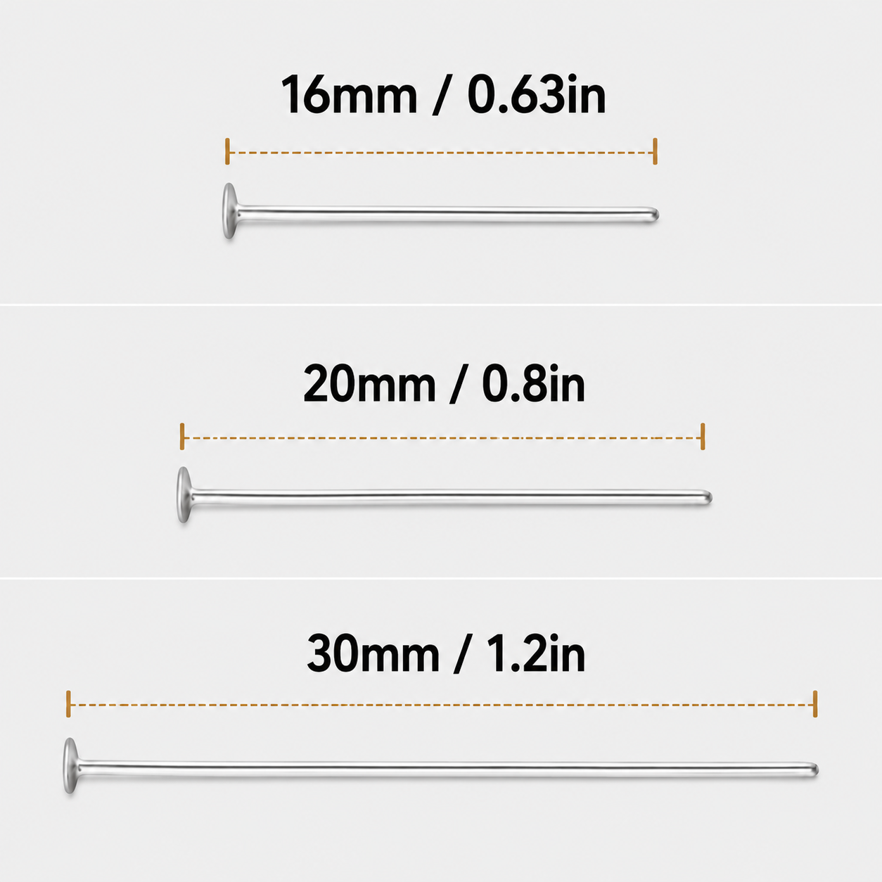 100Pcs Multi Size 16/20/30mm W - Jewelry Making Head Pins avis et prix