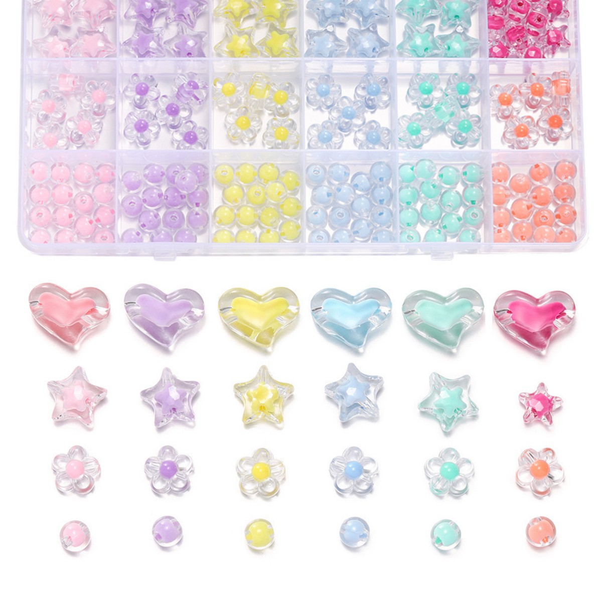 174pcs/Box Heart Acrylic Beads - Jewelry Making Birthday Party avis et prix