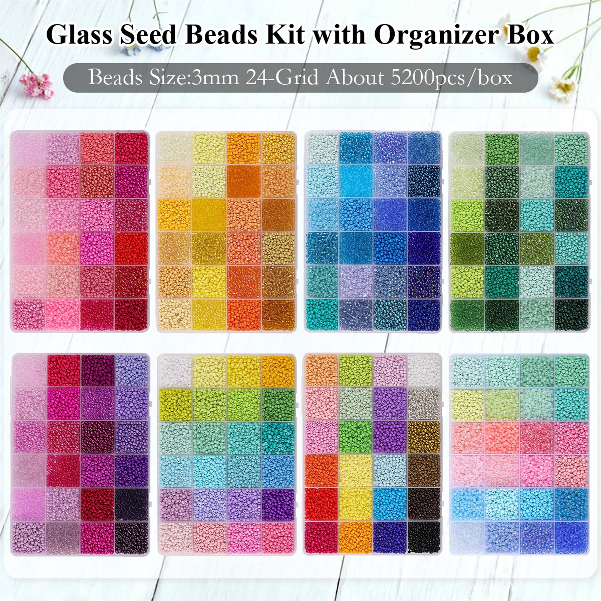 5200pcs 3mm Glass Seed Beads K - Bead Organizer Tray avis et prix