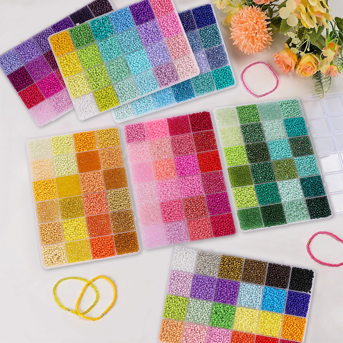 5200pcs 3mm Glass Seed Beads K - Bead Organizer Tray avis et prix