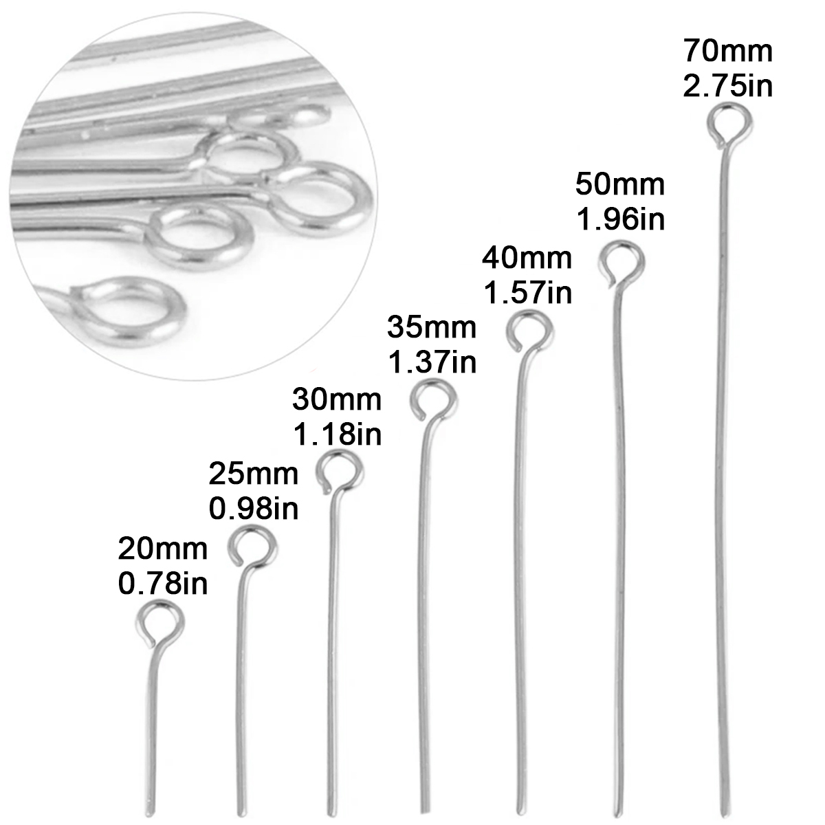 100Pcs/Lot Stainless Steel Eye - Jewelry Making Head Pins avis et prix