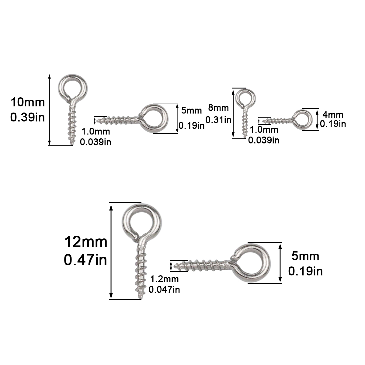 100pcs 4x8/5x10/5x12mm Stainle - Jewelry Making Rivets avis et prix