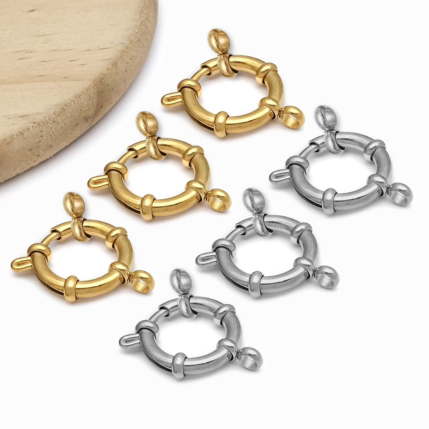 2pcs Stainless Steel Round Cla - Jewelry Making Brass avis et prix
