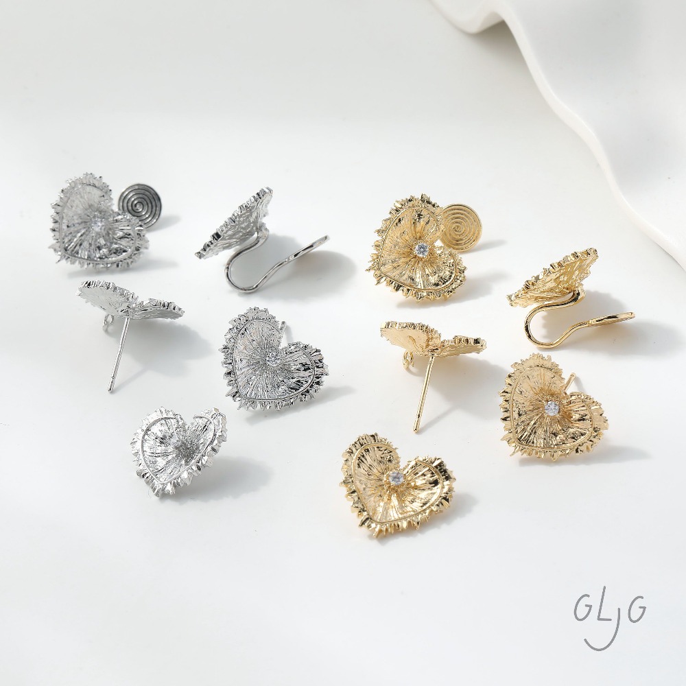 4PCS Heart Charms Stud Earring - Jewelry Making Head Pins avis et prix