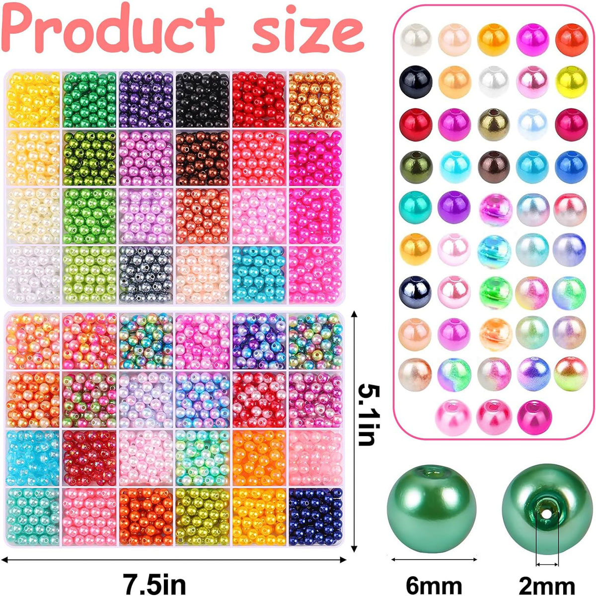 2400PCS 48 Compartments Pearl  - Bead Organizer Tray avis et prix